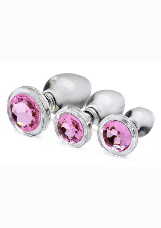 Booty Sparks Pink Gem Glass Anal Plug Set For Ultimate Pleasure