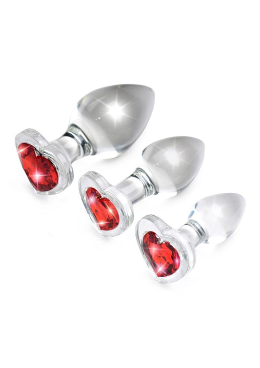 Booty Sparks Red Heart Gem Glass Small Anal Plug