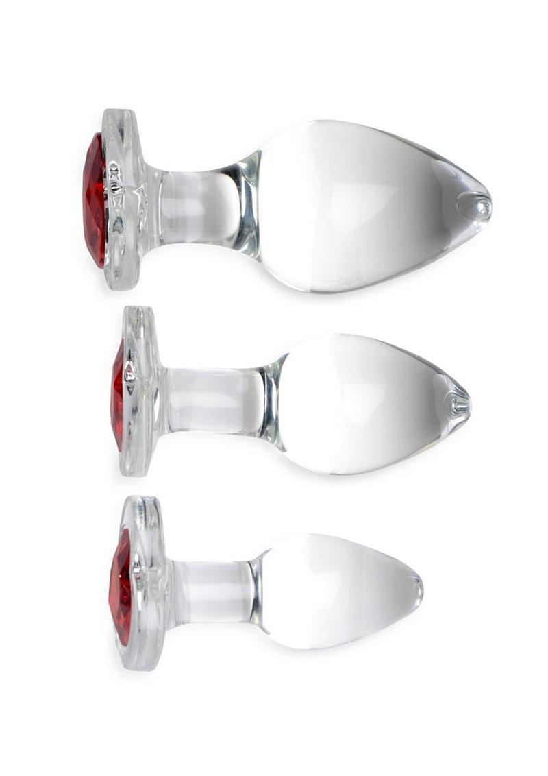 Booty Sparks Red Heart Gem Glass Small Anal Plug