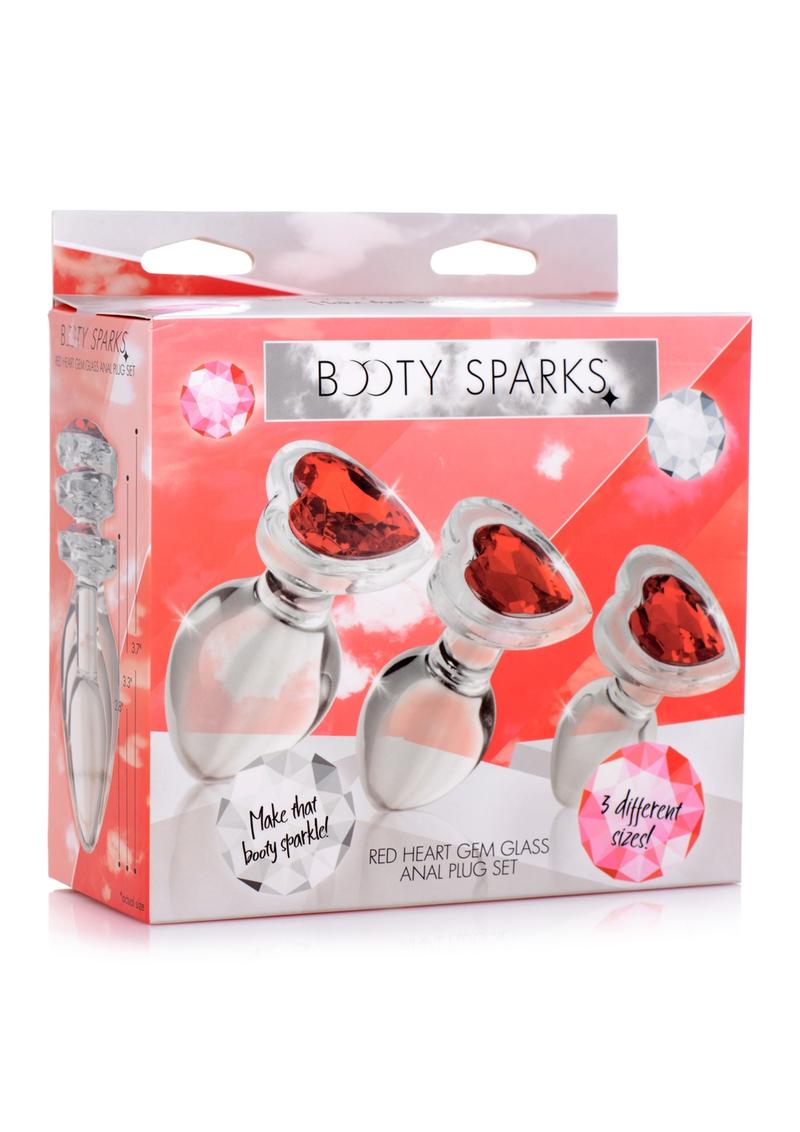Booty Sparks Red Heart Gem Glass Small Anal Plug