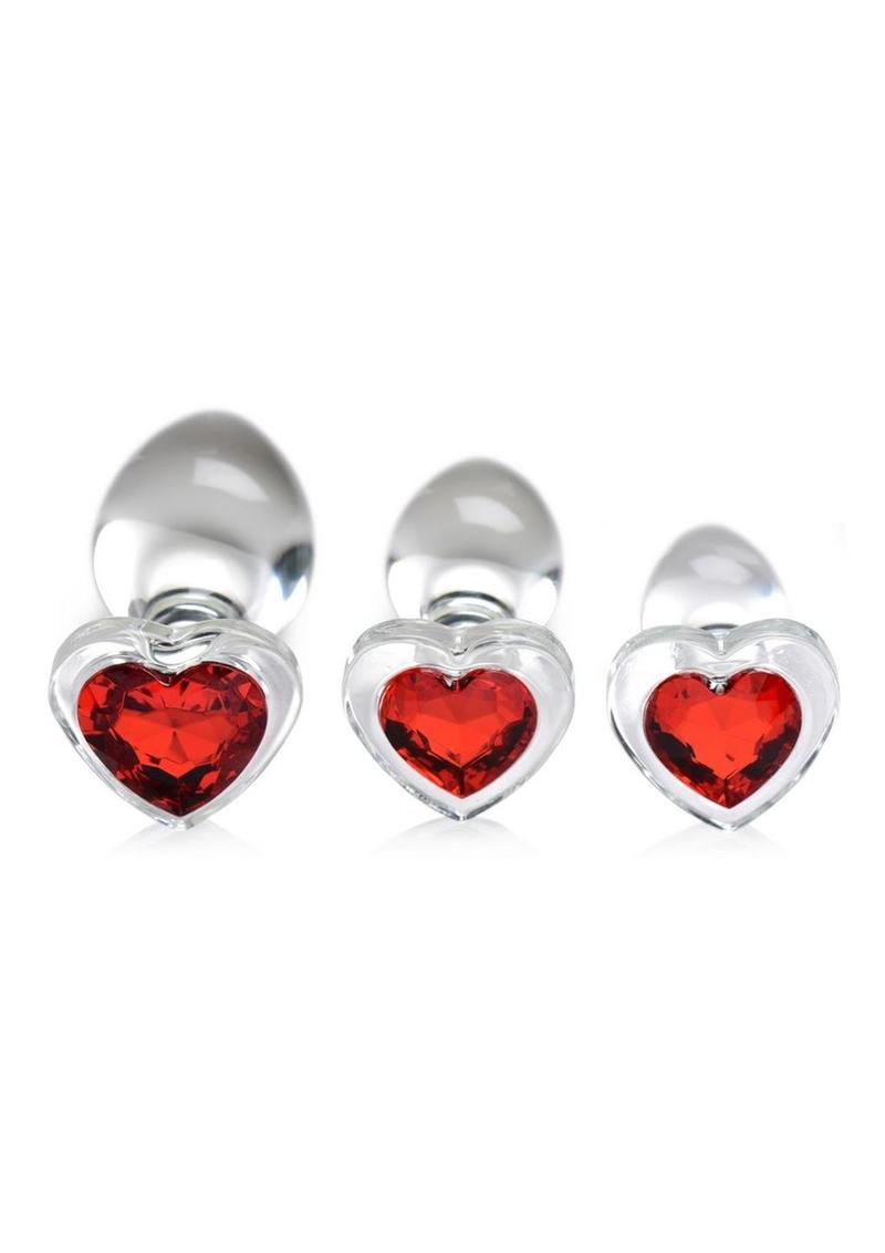 Booty Sparks Red Heart Gem Glass Small Anal Plug