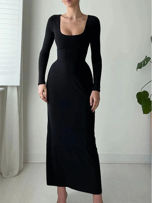 Tied Long Sleeve Bodycon Midi Dress Plus Size