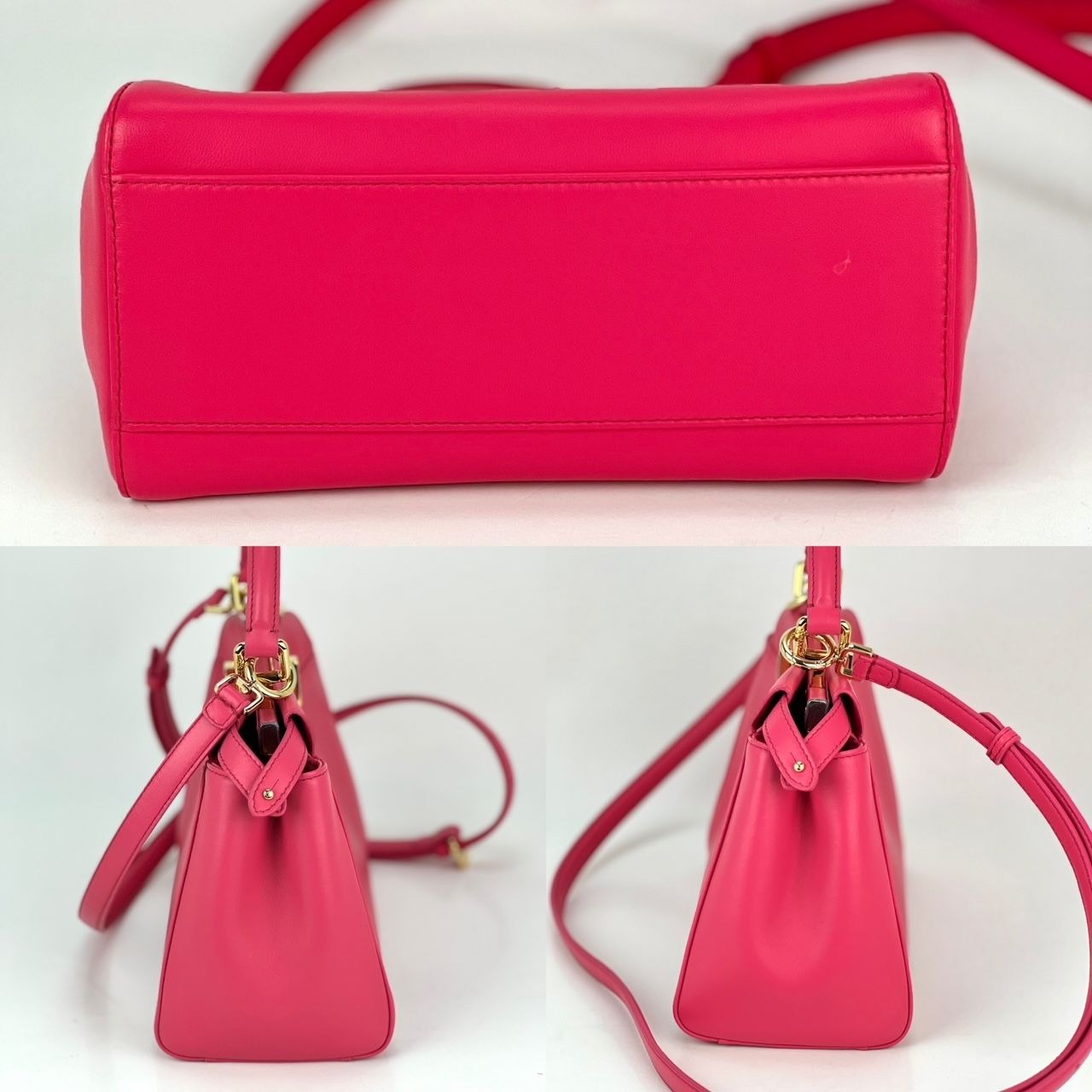 Sac à main Fendi Mini Peekaboo en cuir rose