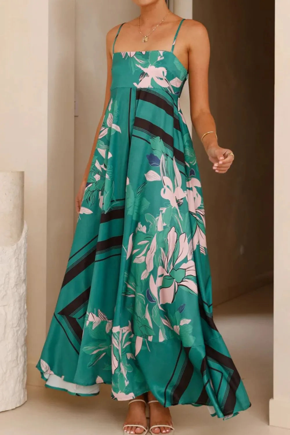 Printed Square Neck Cami Maxi Dress