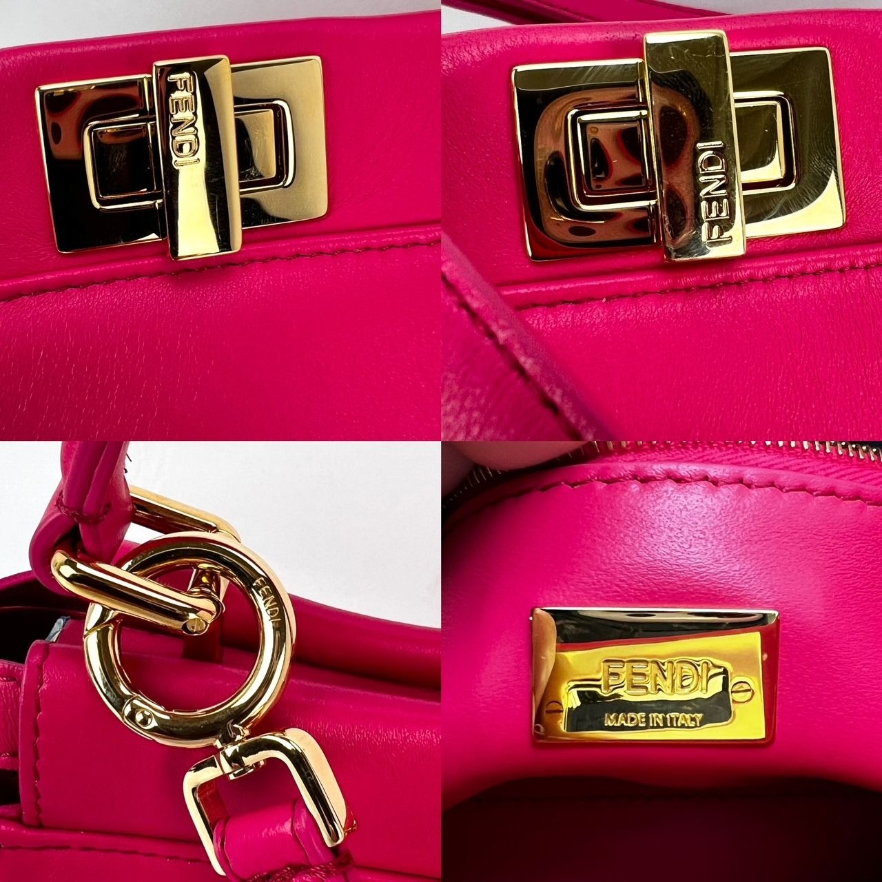 Sac à main Fendi Mini Peekaboo en cuir rose