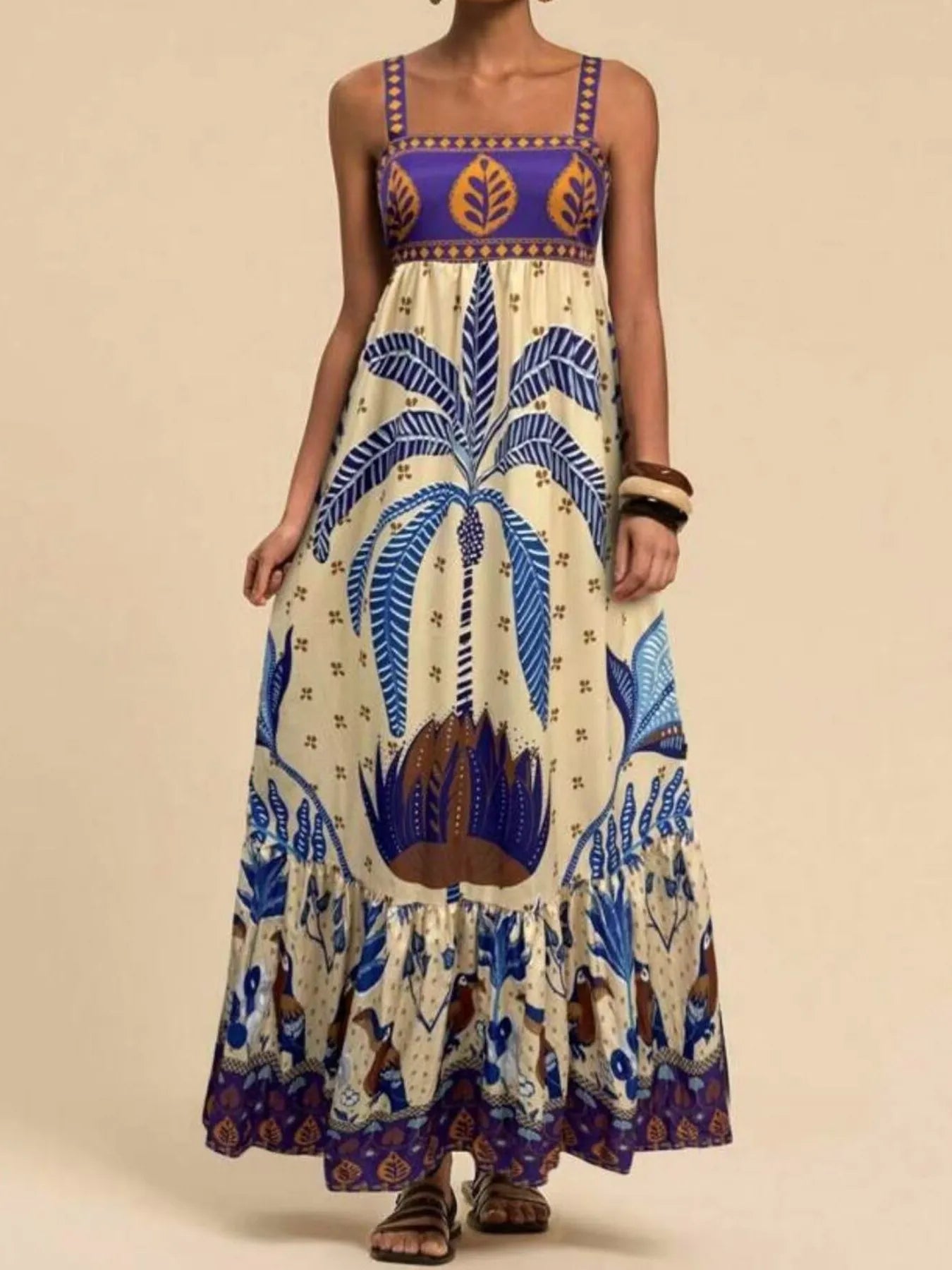 Tropical Print Maxi Cami Dress
