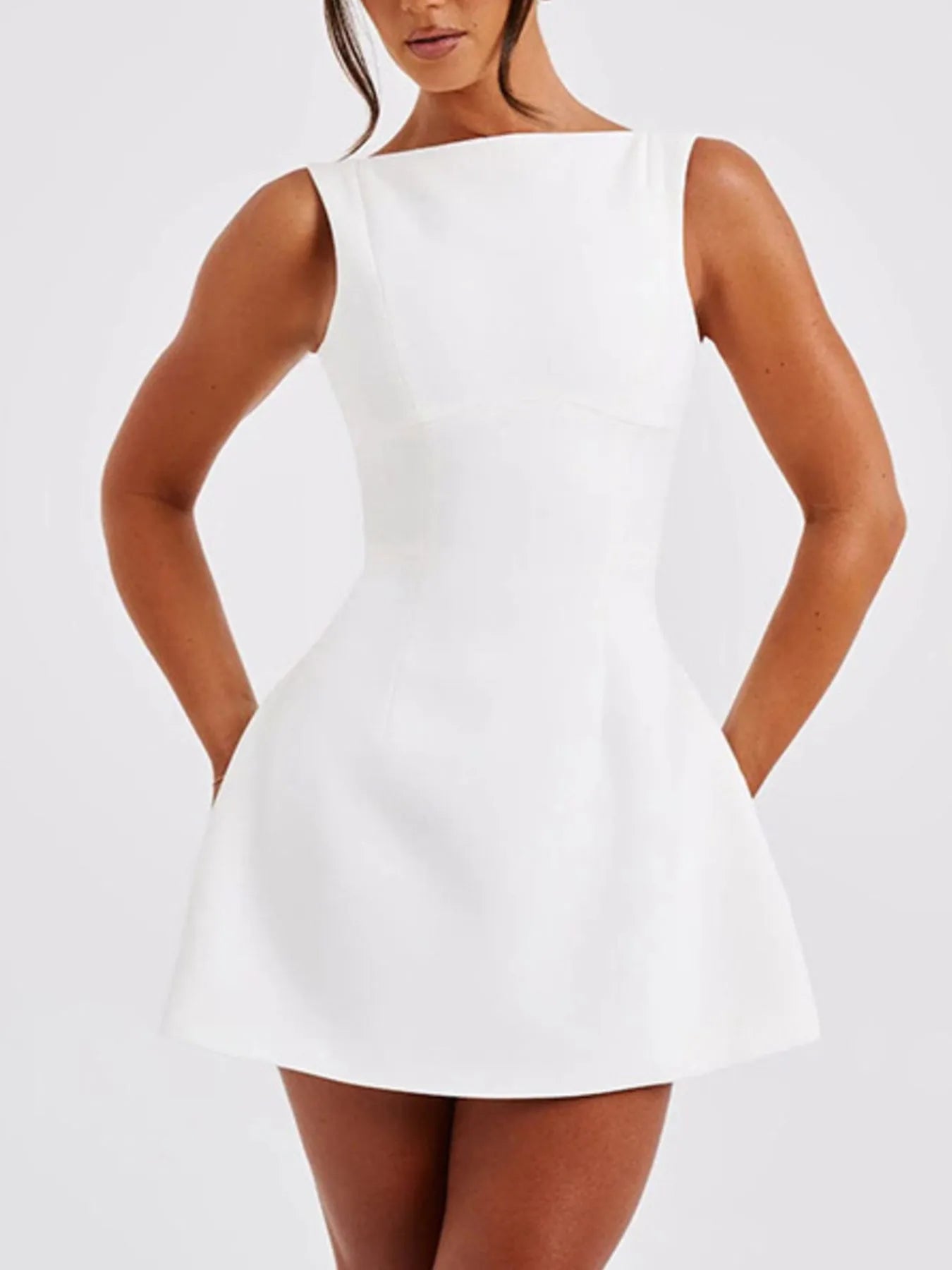 Round Neck Sleeveless Mini Dress