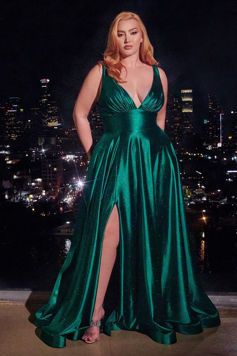 Robe trapèze en satin pailleté 