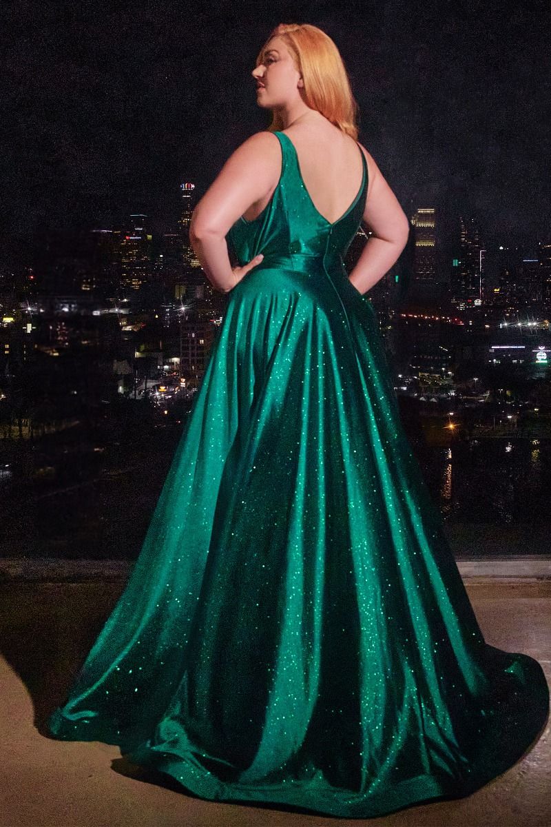 Robe trapèze en satin pailleté 