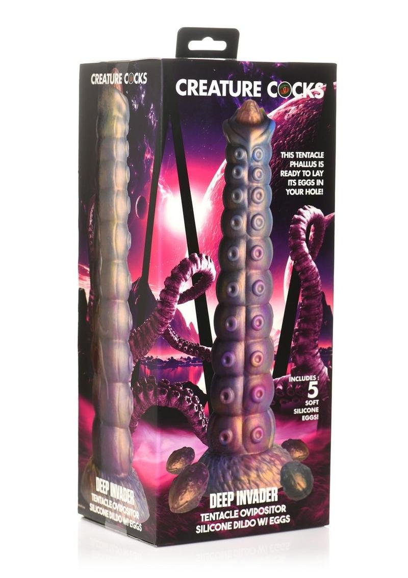 Deep Invader Tentacle Ovipositor Silicone Dildo With Eggs
