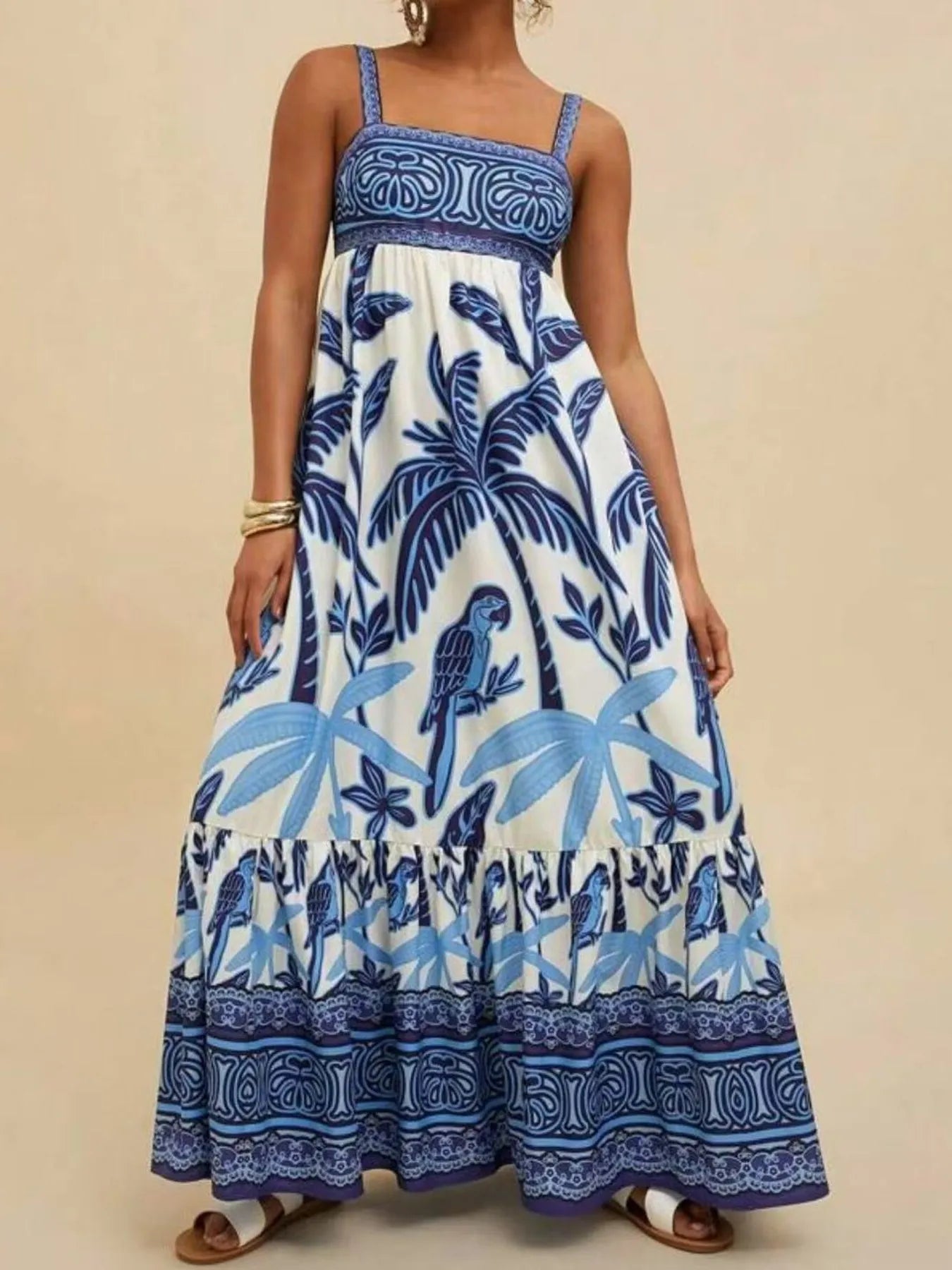 Tropical Print Maxi Cami Dress