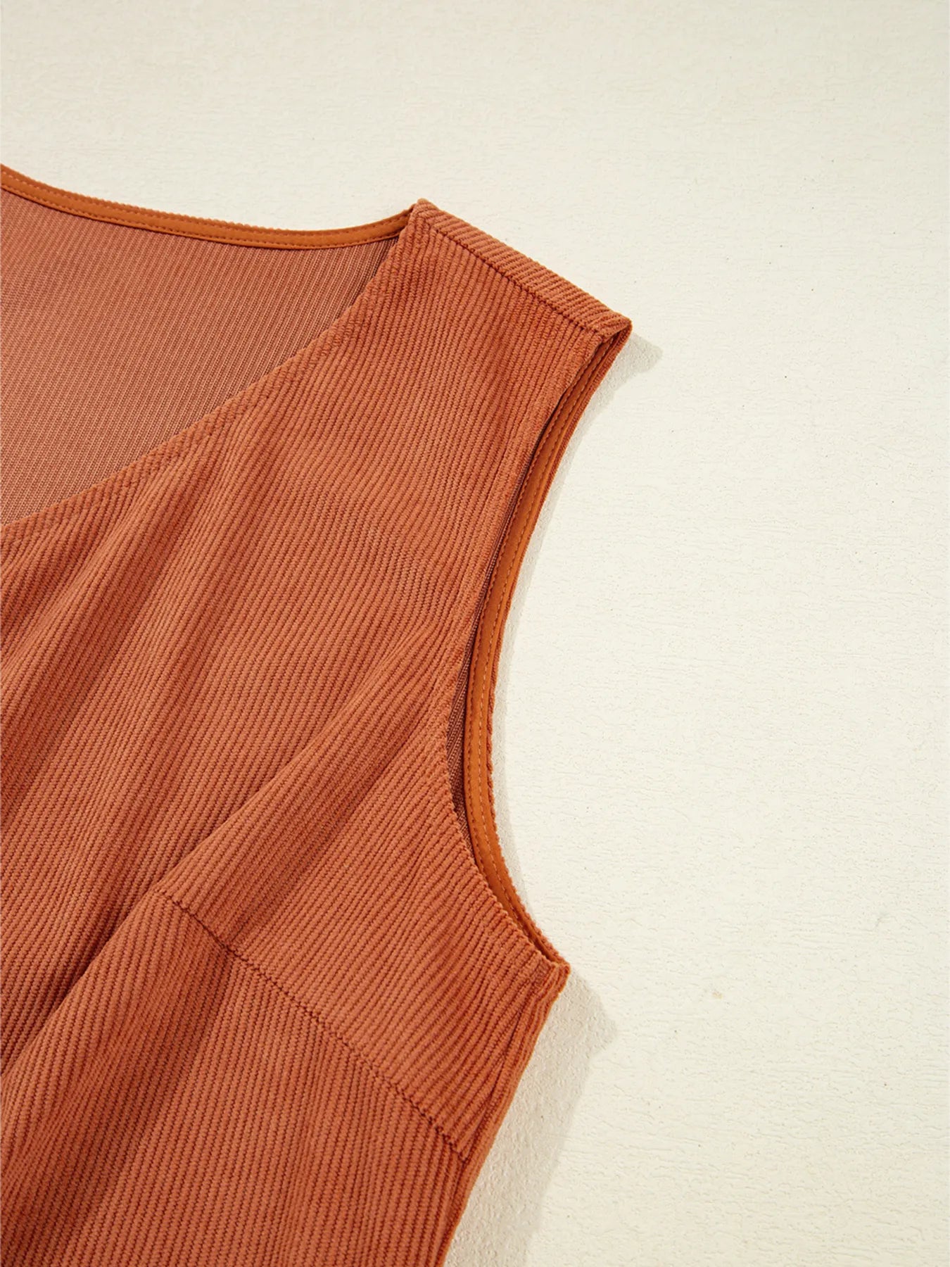 Corduroy Western Embroidered Patched Pocket Shift Sleeveless Mini Dress