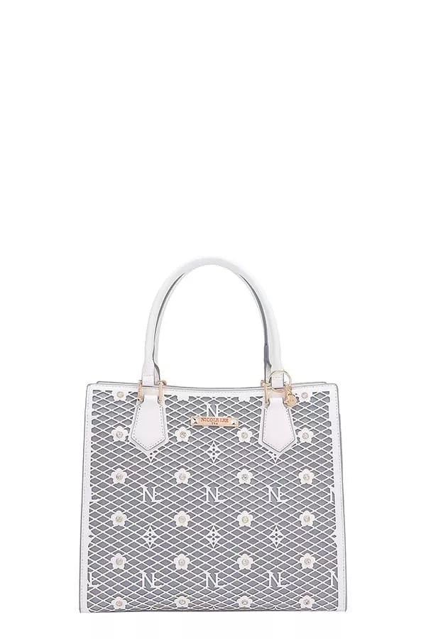 Nicole Lee USA Structured Tote Bag Monogram Print Pattern