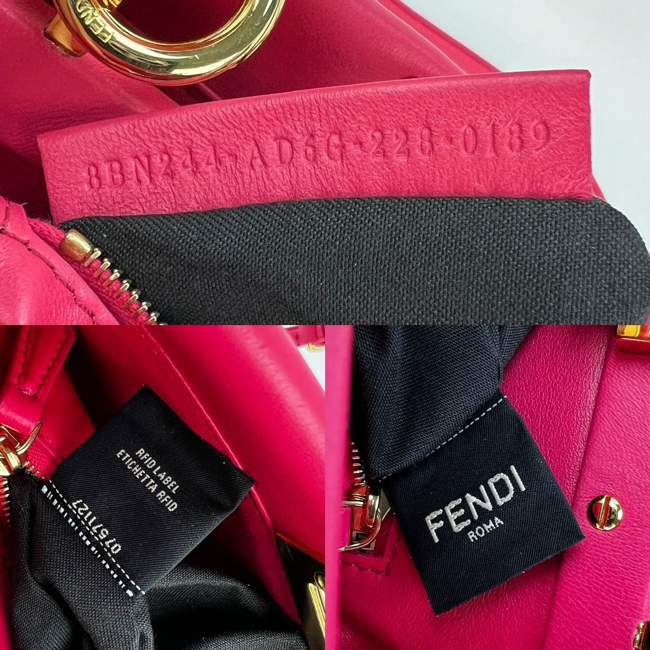 Sac à main Fendi Mini Peekaboo en cuir rose