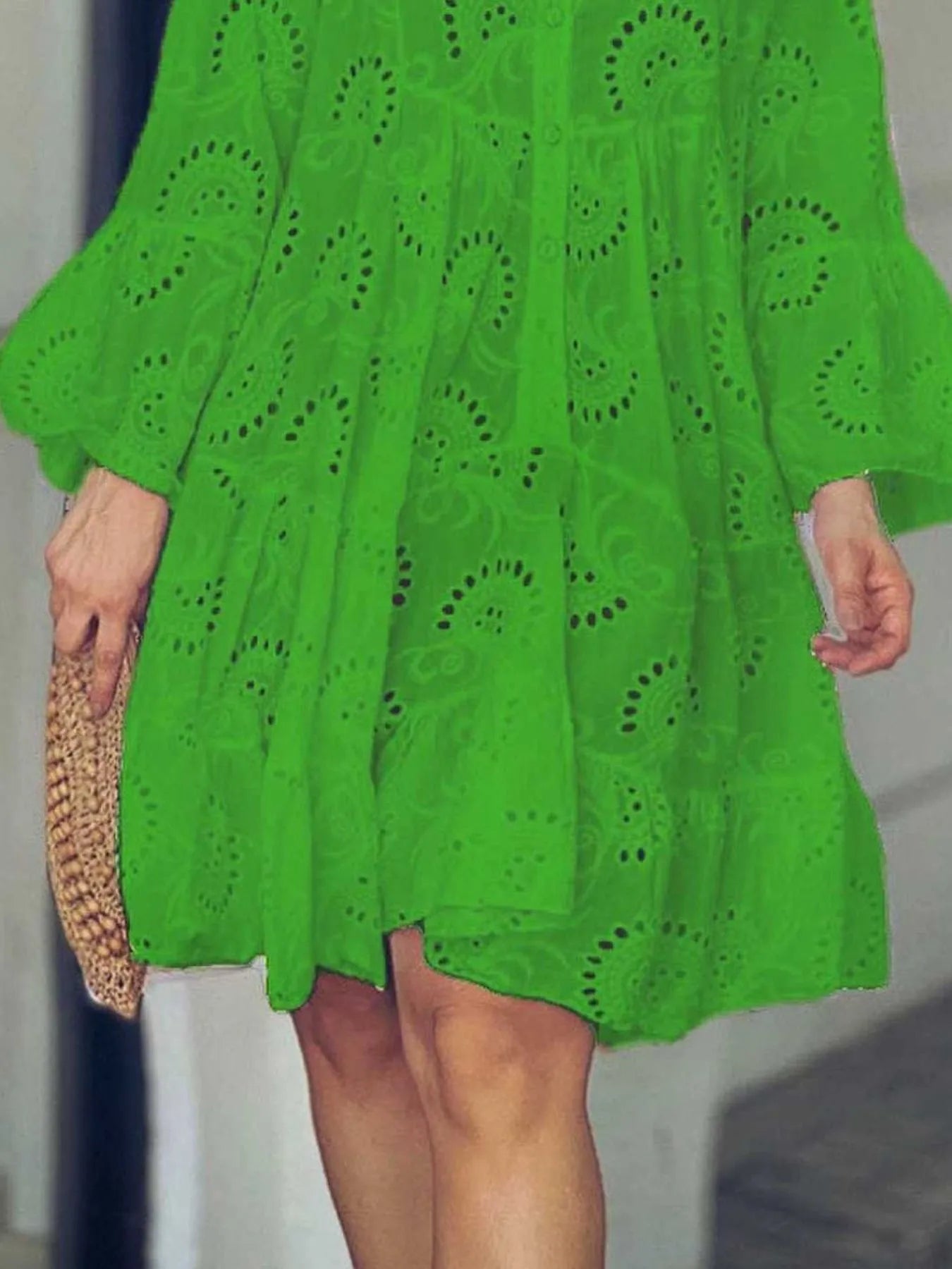 Eyelet Ruffled Hem Tiered Dress Plus Size
