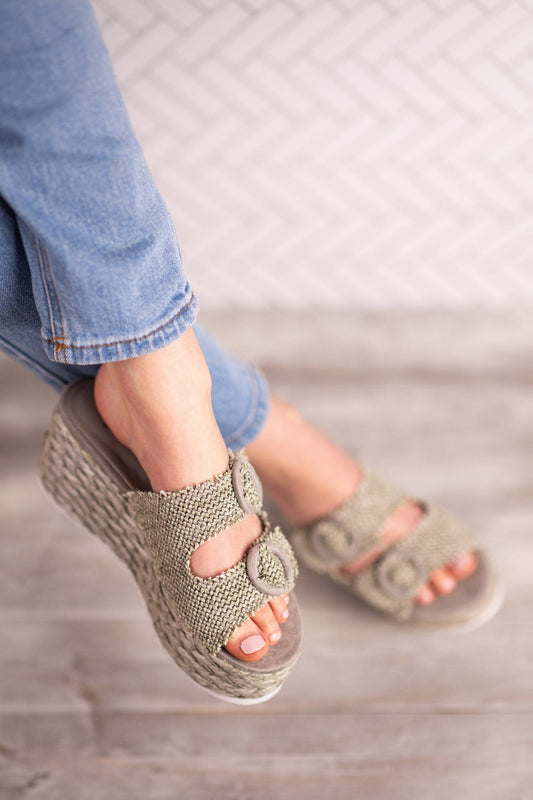 Eriwen Buckle Wedge en bleu sarcelle