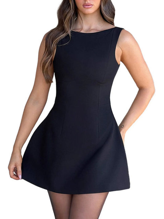 Round Neck Sleeveless Mini Dress