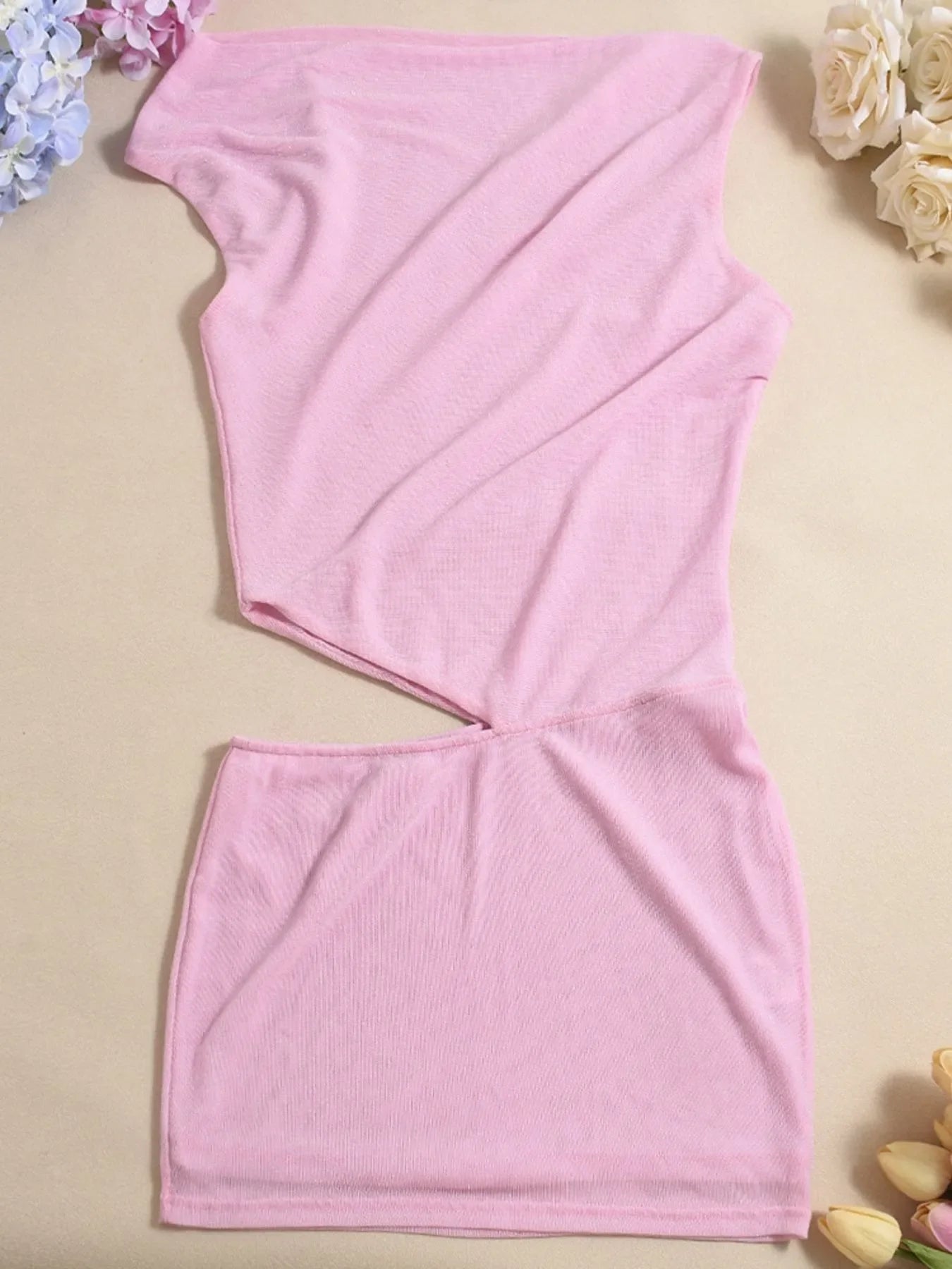 Cutout Single Shoulder Mini Dress