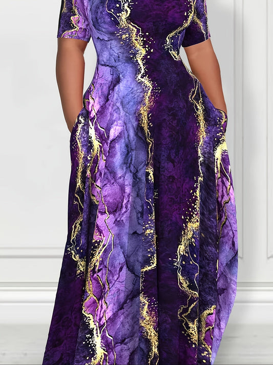Elegant Versatile  Comfy Purple Marble Maxi Dress