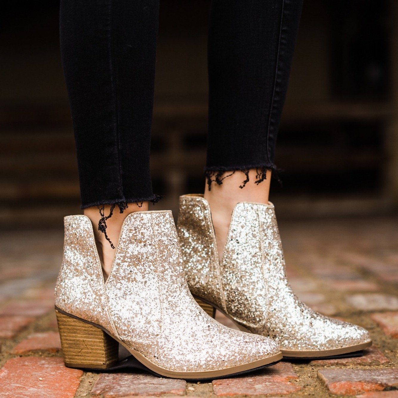 Bottines à paillettes Fiera en or