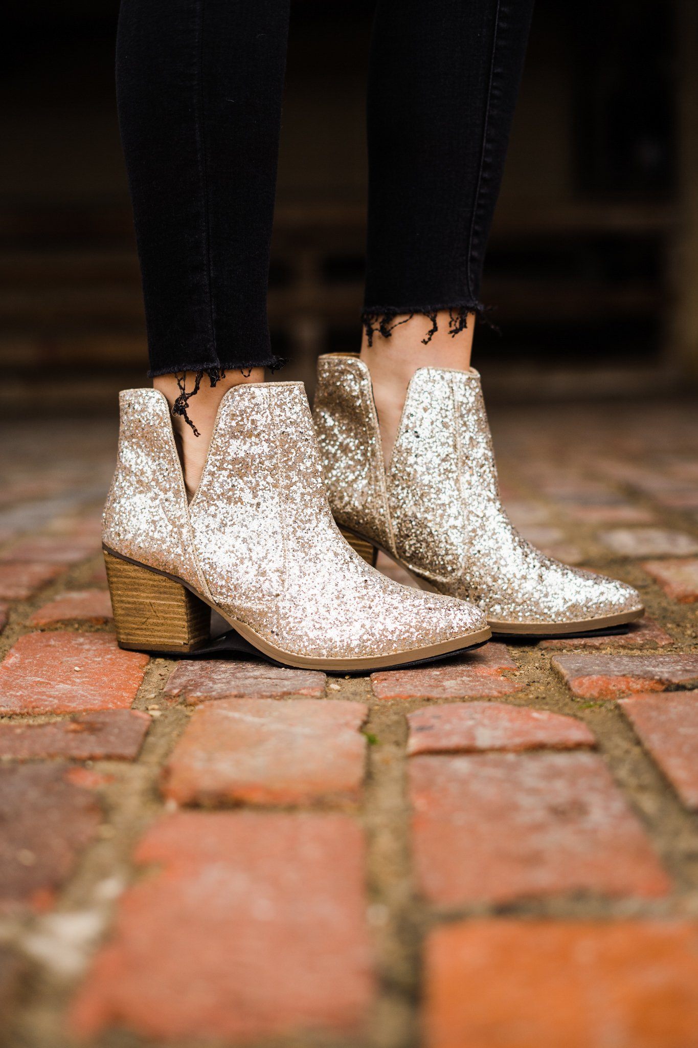 Bottines à paillettes Fiera en or