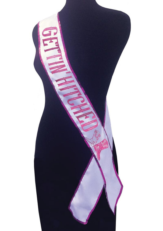 Gettin Hitched Bride Party Sash Bridal Boots Design