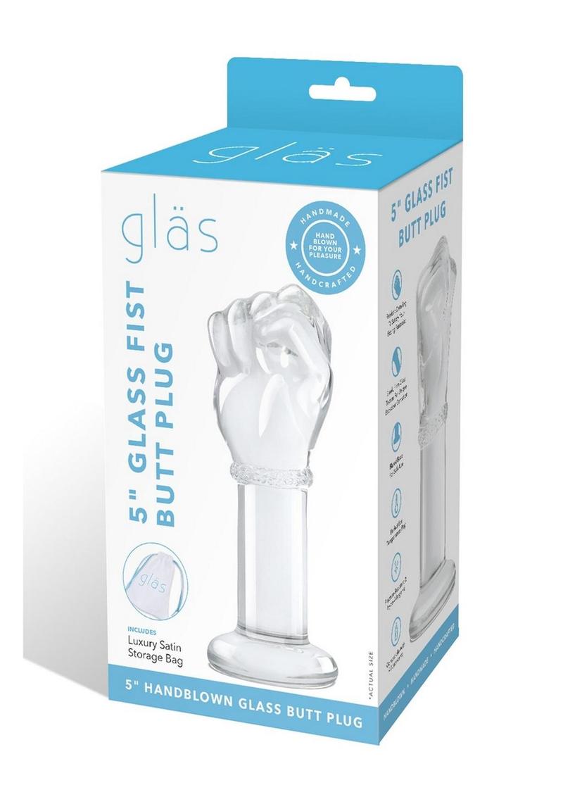 Glas 5" Glass Fist Butt Plug  Handblown With Satin Storage