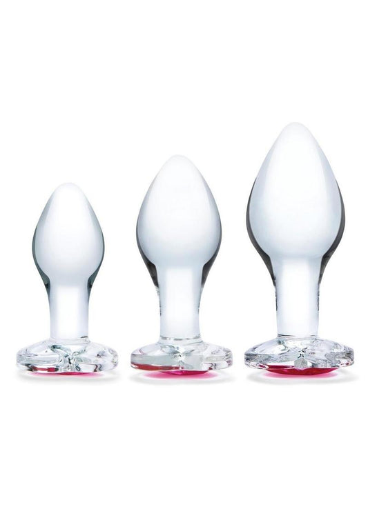 Gläs 3 Piece Heart Jewel Blown Glass Anal Training Kit