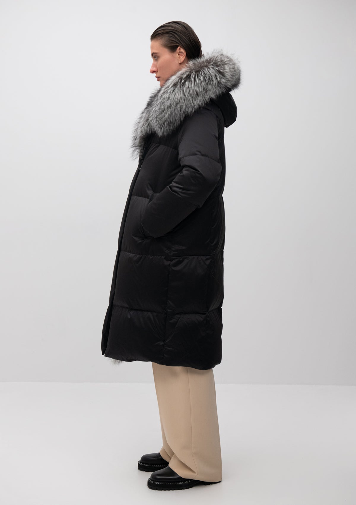 Parka Charlotte en duvet de renard argenté véritable