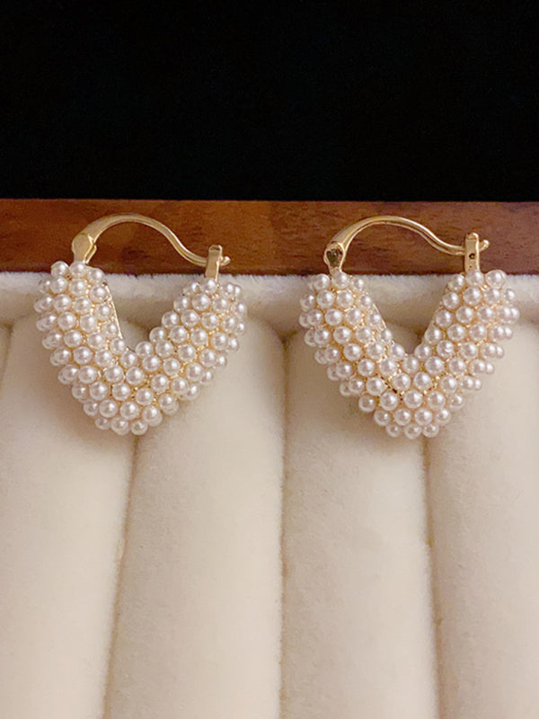 Modern sweet millet beads love heart sweet and cool niche design earrings