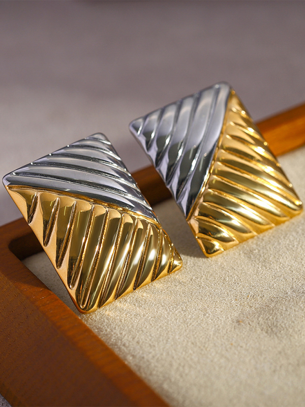 Boucles d'oreilles carrées minimalistes assorties en or et argent pour femmes 