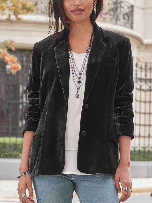 Blazer en velours pour femme - Costume décontracté - Plusieurs couleurs