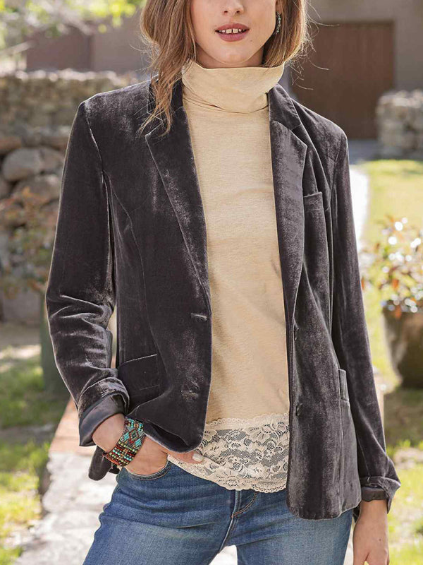 Blazer en velours pour femme - Costume décontracté - Plusieurs couleurs