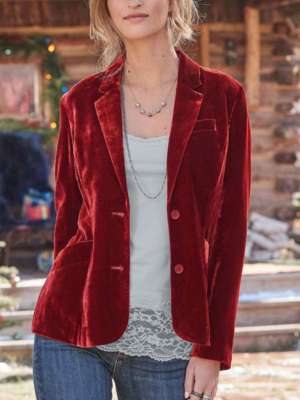 Blazer en velours pour femme - Costume décontracté - Plusieurs couleurs