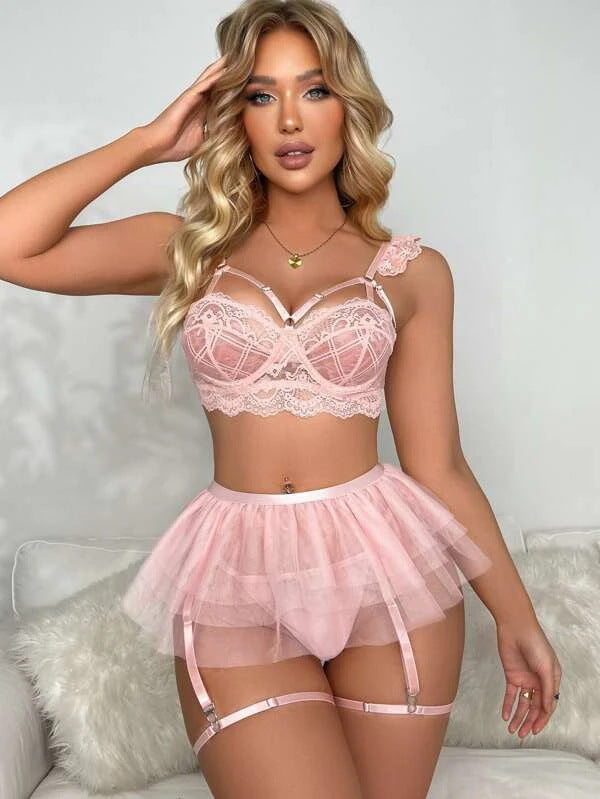 Ensemble de lingerie érotique dos nu pour adulte 