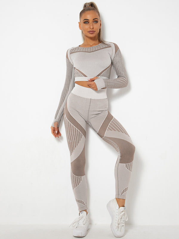 Women's Seamless Yoga Set - Quick-Dry Long Sleeve & Leggings