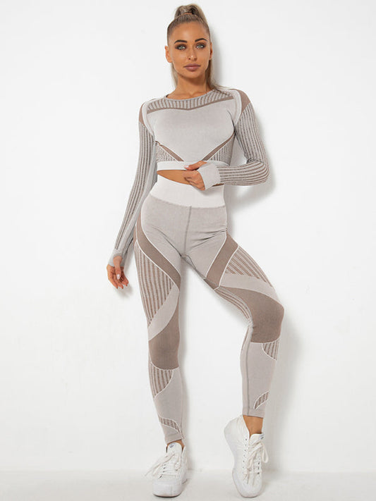 Women's Seamless Yoga Set - Quick-Dry Long Sleeve & Leggings