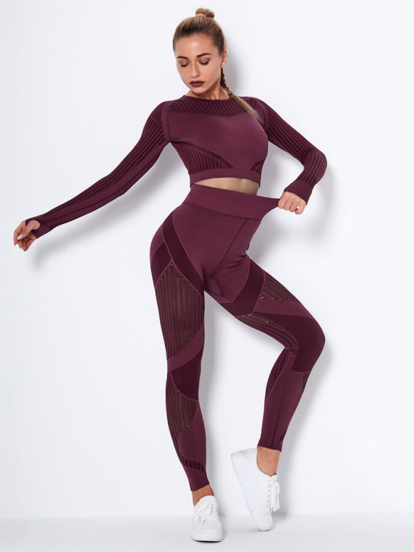Women's Seamless Yoga Set - Quick-Dry Long Sleeve & Leggings