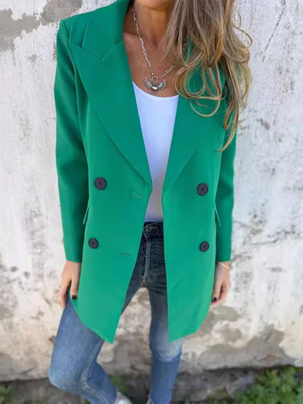 Women's Solid Color Blazer - Long Sleeve - Lapel Collar - Multiple Colors - Autumn Winter