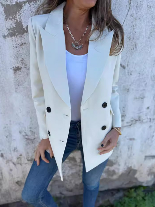 Women's Solid Color Blazer - Long Sleeve - Lapel Collar - Multiple Colors - Autumn Winter