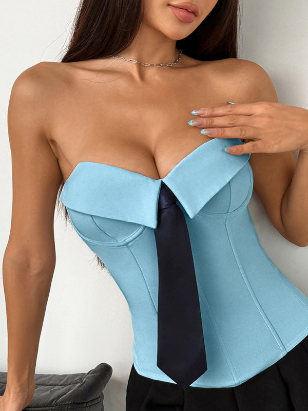 Wrap Tie Vest - Solid Color Knit Top