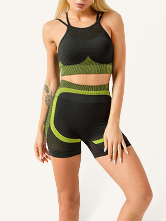 Women's Quick-Dry Seamless Backless Camisole & Shorts Yoga Set