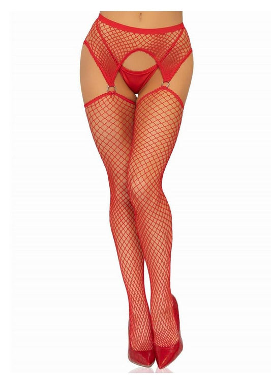 Industrial Net Stockings With O-Ring Garter Belt