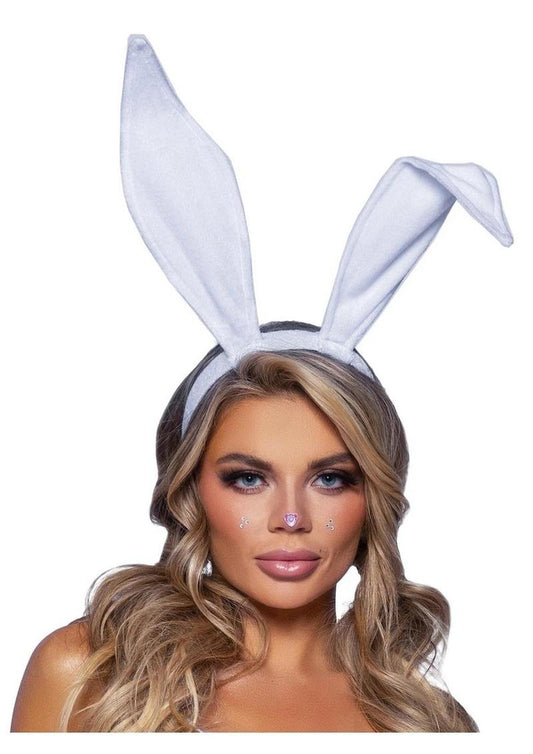 Leg Avenue Bendable Velvet Bunny Ears - White