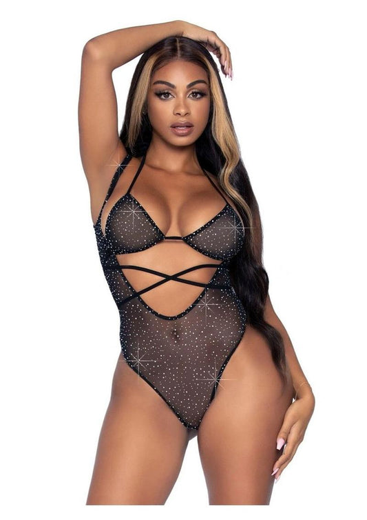 Rhinestone Mesh Wrap-Around Bikini Top