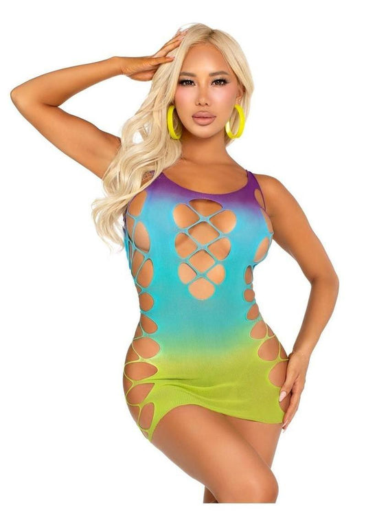 Ombre Lace-Up Mini Dress