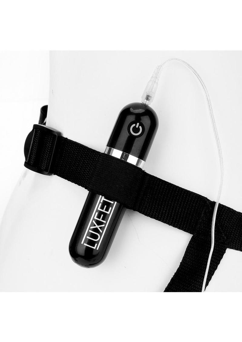 LUXFETISH Realistic Vibrating Dildo with Strap-On Harness Set