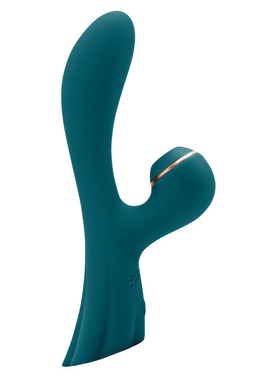 Luxe Aura Rechargeable Silicone Suction Vibe Teal Clitoral Stimulator