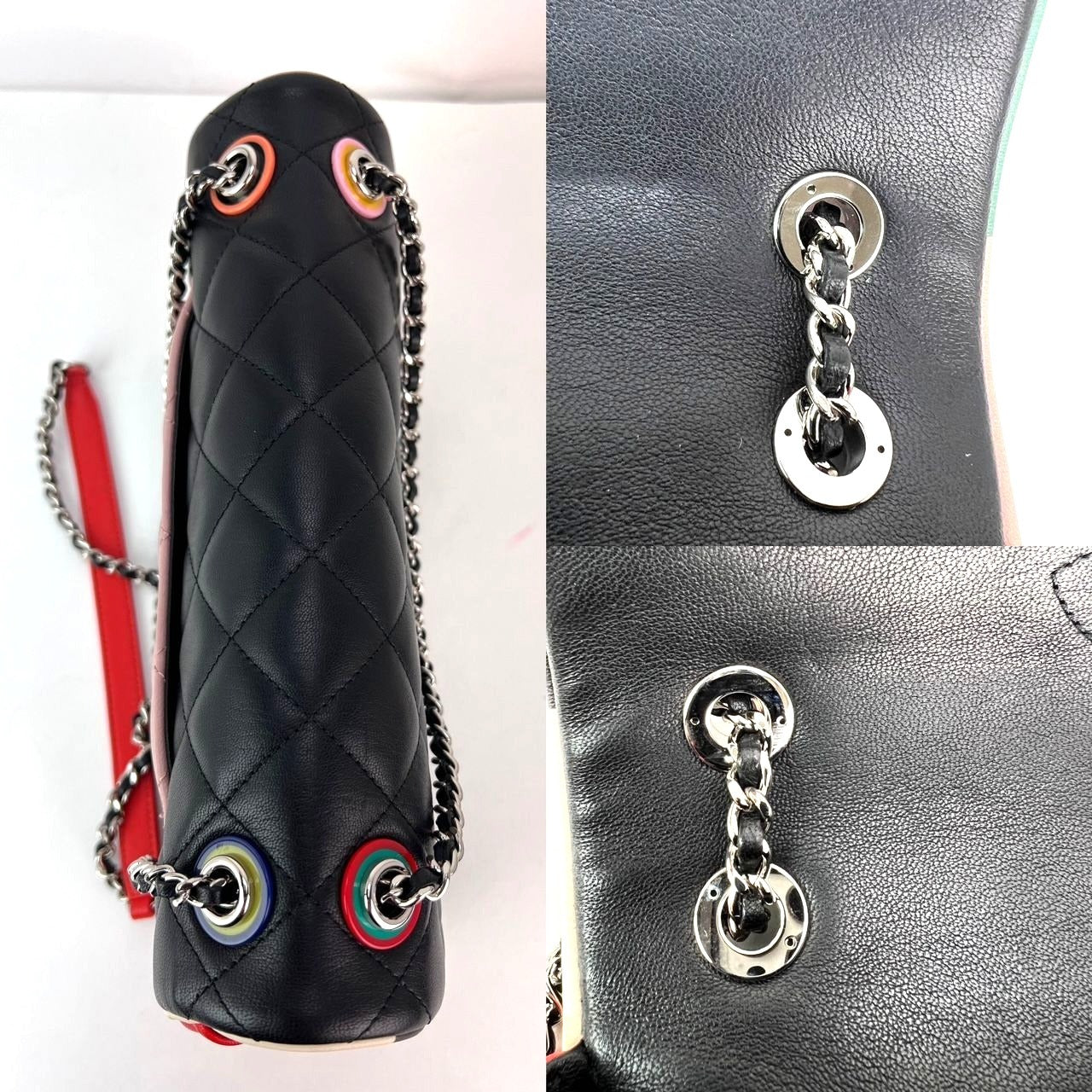 Sac à rabat Chanel en cuir d'agneau matelassé et plexiglas couleur Cuba de taille moyenne