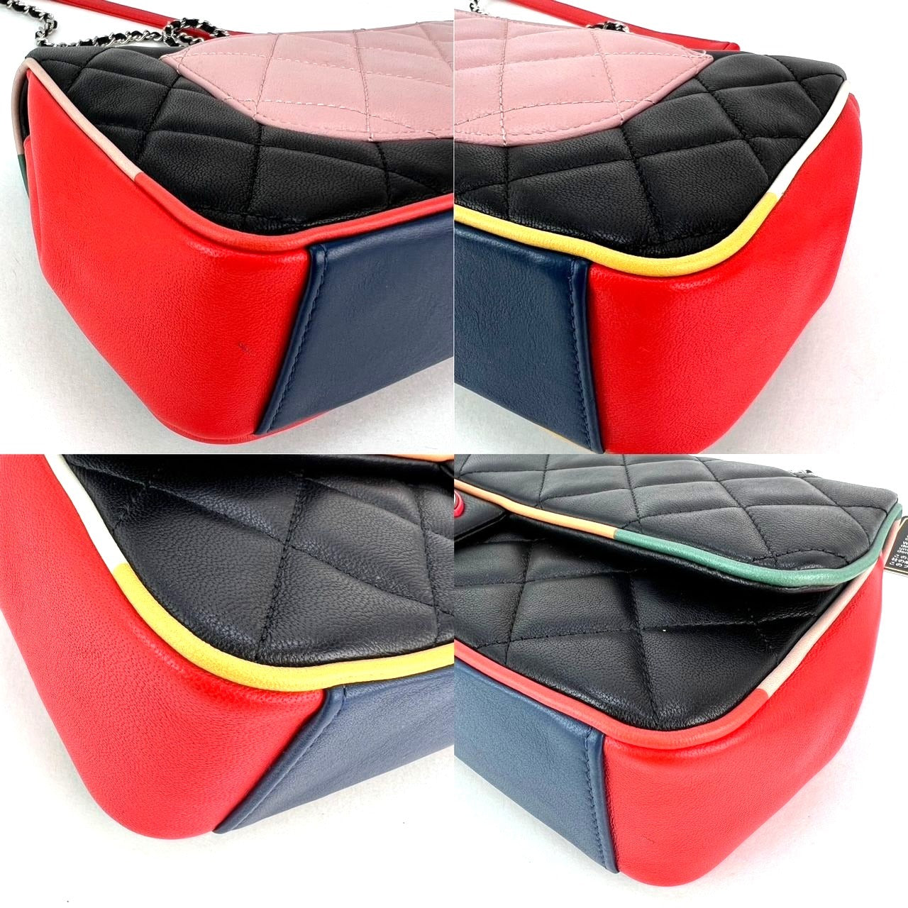 Sac à rabat Chanel en cuir d'agneau matelassé et plexiglas couleur Cuba de taille moyenne